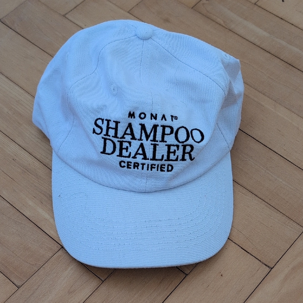 White Cap with Black Embroidery